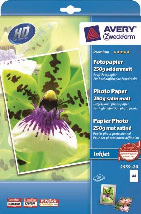 AVERY Zweckform Premium Inkjet Fotopapier, seidenmatt, DIN A4, 250 g/m²-5