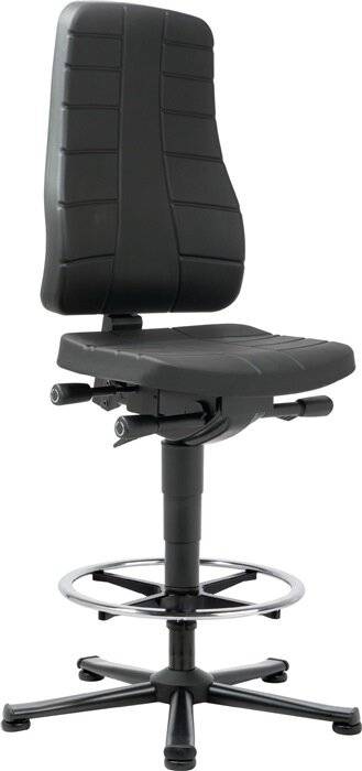 Arbeitsdrehstuhl All-in-One mit Bodengleitern und Fußring PU-Schaum schwarz. Bimos-Sitztechnik | Interest.-4