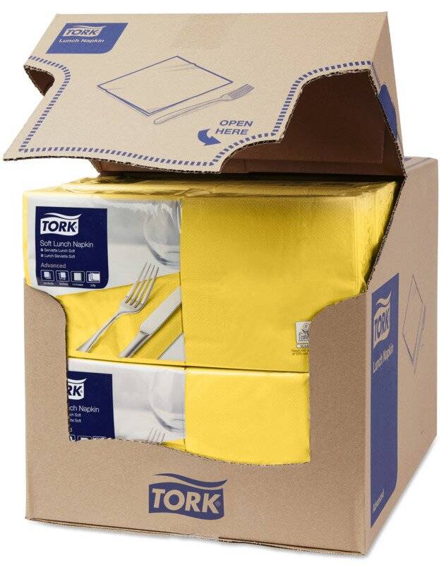 Serviette gelb 33x33cm 3lagig Papier 1/4 Falz Packung 150 Stück-1