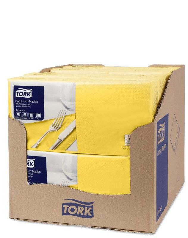Serviette gelb 33x33cm 3lagig Papier 1/4 Falz Packung 150 Stück-2