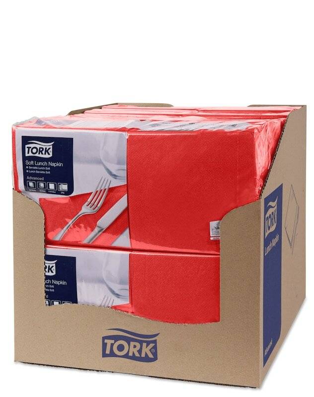 Serviette rot 33x33cm 3lagig Papier 1/4 Falz Packung 150 Stück-2