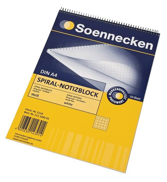 Notizblock DIN A4 60g kariert 50Blatt weiß-2