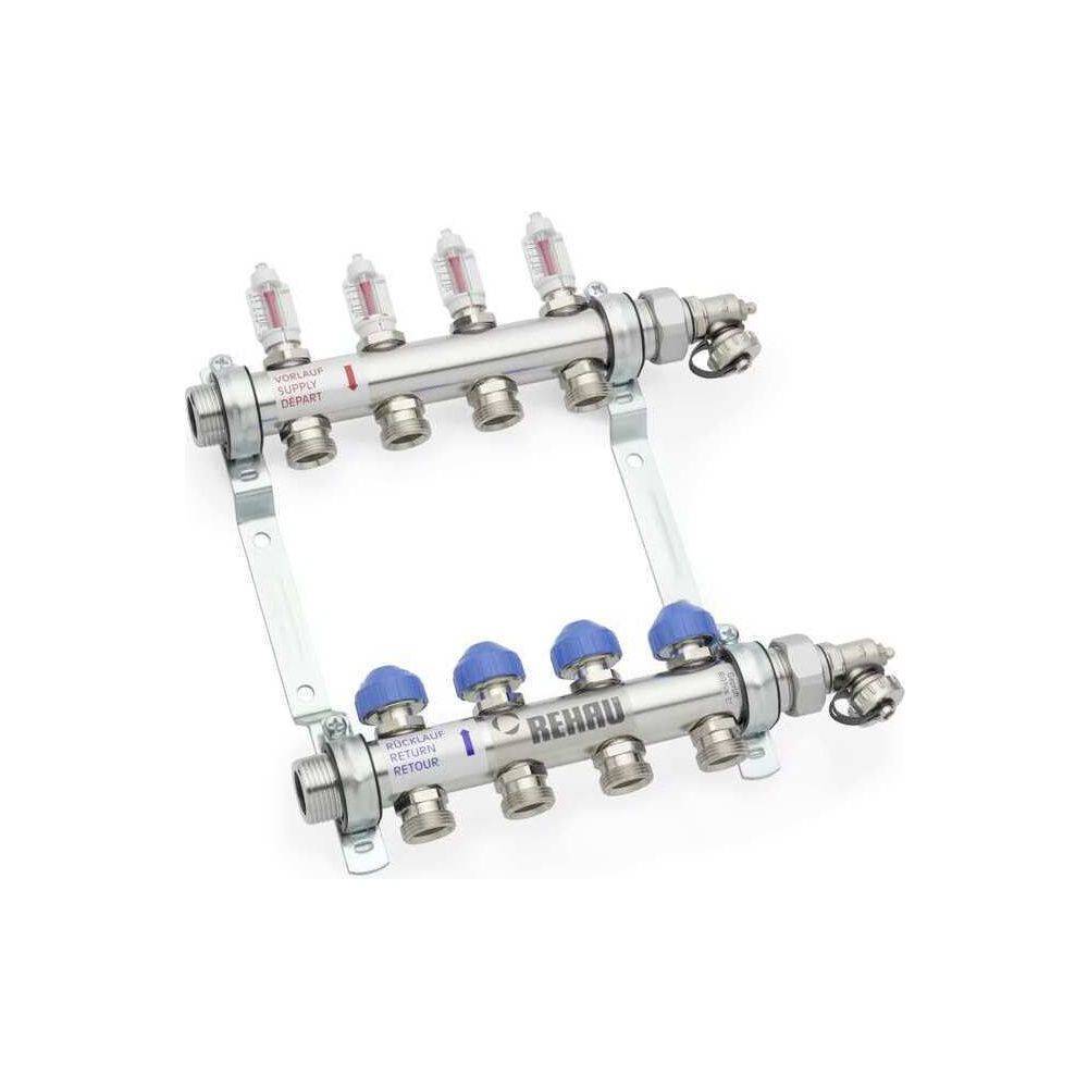 Rehau Heizkreisverteiler HKV-D Edelstahl 2 Kreise, mit integrierten Durchflussmessern-0