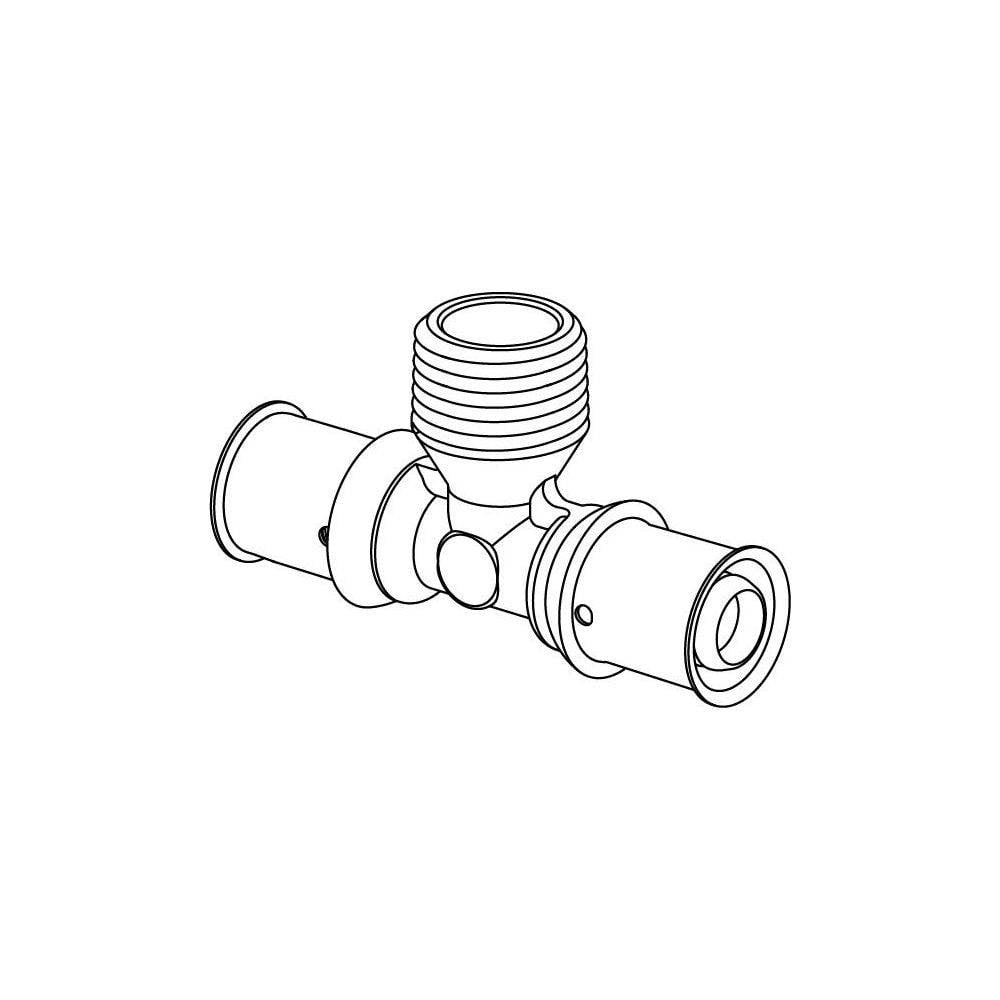Uponor S-Press Plus T-Stück mit Außengewinde, 16mm x R 1/2" MT-16-1
