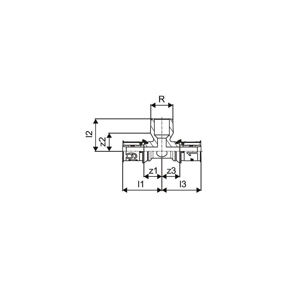 Uponor S-Press Plus T-Stück mit Außengewinde, 16mm x R 1/2" MT-16-2