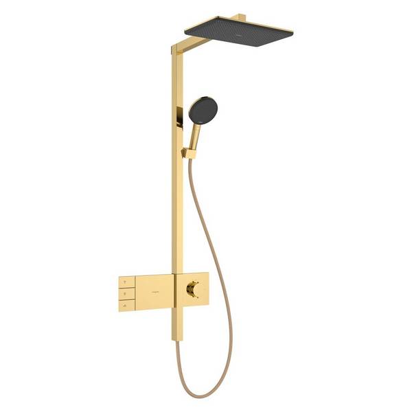 hansgrohe Raindance Alive Q Showerpipe 210/340 2jet EcoSmart mit ShowerSelect Comfort, Polished Gold Optic