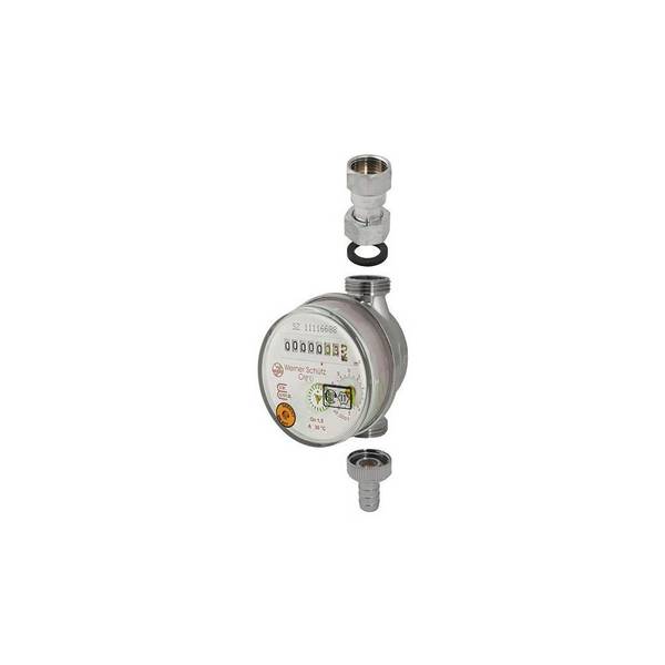 Schlösser Zapfhahnzähler Bauart ZAW ohne Haube, bis 90 Grad C, Q3 2,5m3/h, Eingang mit 3/4", Ausg. m. Schlauchverschr.