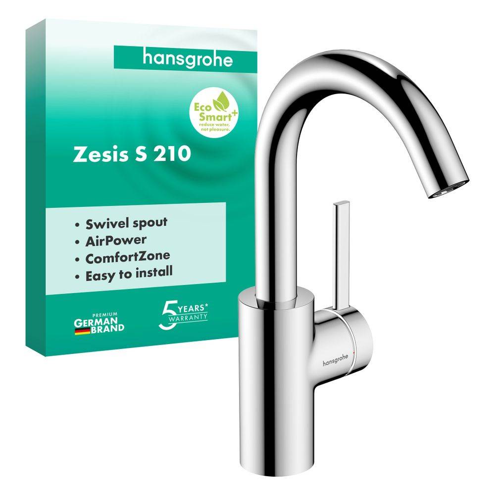 Hansgrohe Zesis S Einhebel-Waschtischmischer 210 CoolStart mit Schwenkauslauf ohne Ablaufgarnitur, Chrom-1
