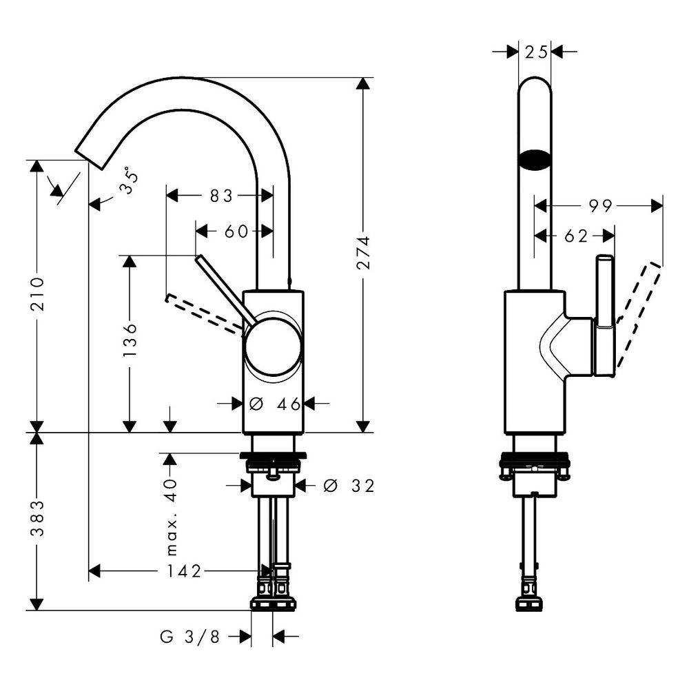 Hansgrohe Zesis S Einhebel-Waschtischmischer 210 CoolStart mit Schwenkauslauf ohne Ablaufgarnitur, Chrom-2