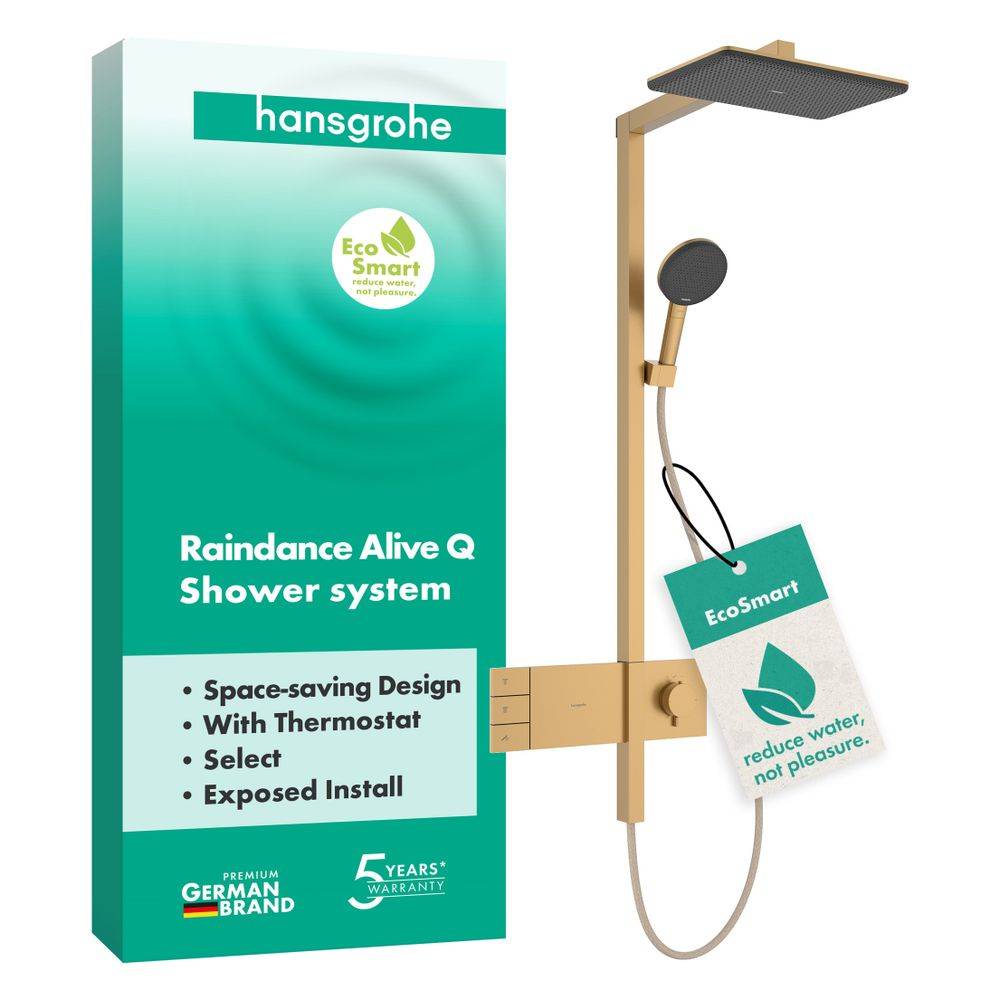 Hansgrohe Raindance Alive Q Showerpipe Duschsystem 210x340mm, 2jet EcoSmart, ShowerSelect Comfort, Brushed Bronze-3