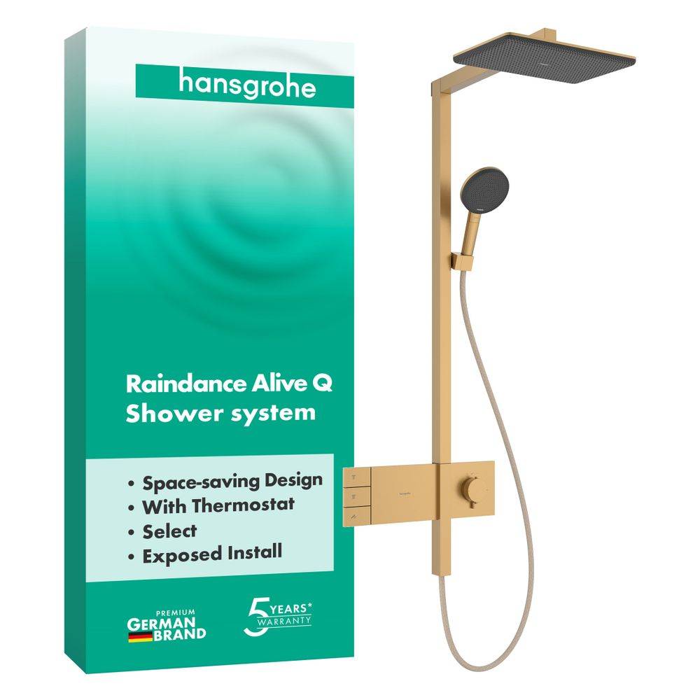 Hansgrohe Raindance Alive Q Showerpipe Duschsystem 210x340mm, 2jet, ShowerSelect Comfort, Brushed Bronze-3