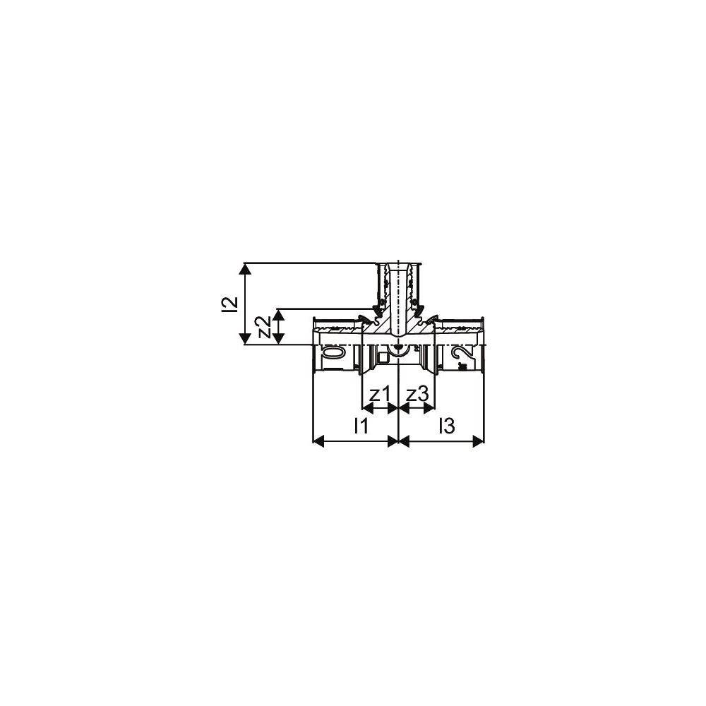 Uponor S-Press Plus T-Stück reduziert, 32x25x32mm, PPSU-2