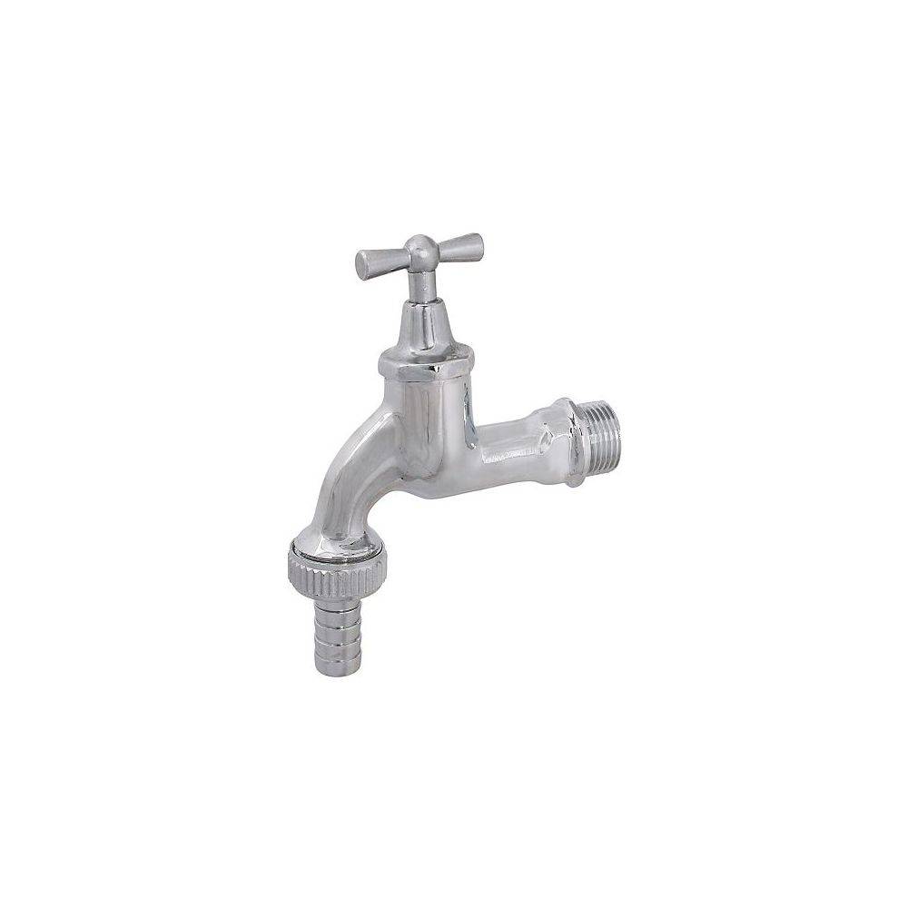Schlösser Auslaufventil mit Metall-Schlauchverschraubung und Knebel-Oberteil, schwer, 1/2", verchromt poliert-0