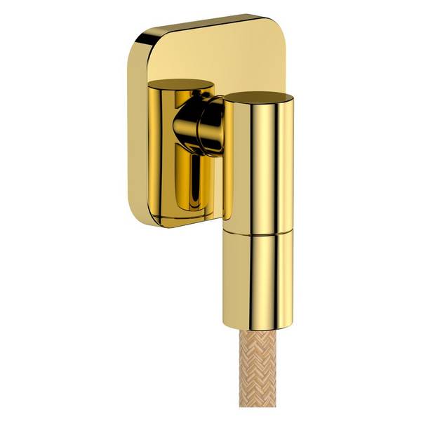 hansgrohe FixFit Fine Q Wandanschluss mit Rückflussverhinderer, Polished Gold Optic