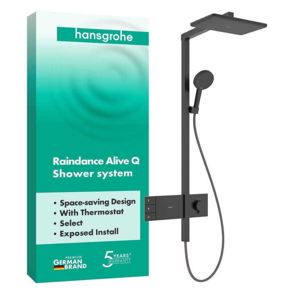 Hansgrohe Raindance Alive Q Showerpipe Duschsystem 210x340mm, 2jet, ShowerSelect Comfort, Brushed Black Chrome-3