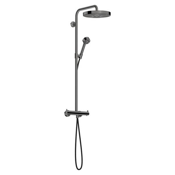 AXOR One Showerpipe mit Thermostat und Kopfbrause 280 1jet, Polished Black Chrome
