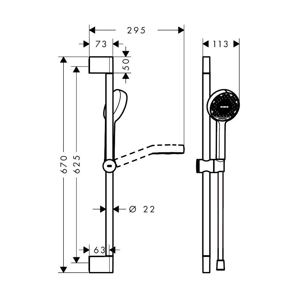 Hansgrohe Activera Select S Brauseset, 2jet EcoSmartPlus, Handbrause 95mm, Brausestange 669mm, Mattschwarz-1