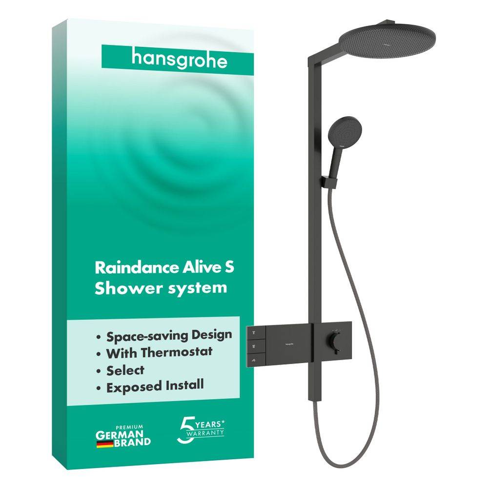 hansgrohe Raindance Alive S Showerpipe 300 2jet mit ShowerSelect Comfort, Brushed Black Chrome-3