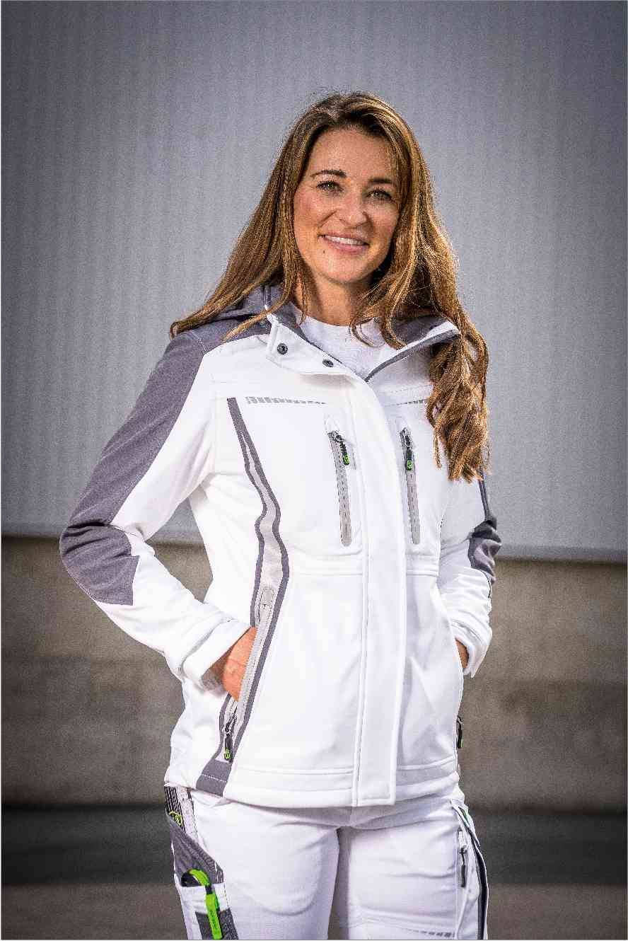 Softshelljacke Flex Line weiß-grau, Gr. 44 Leibwächter FLXDS2444-3