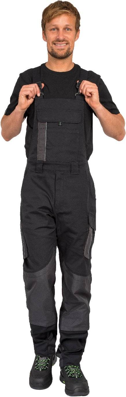Latzhose mit Knietaschen Flex Line schwarz-anthrazit, 114 Leibwächter DYNL35114-2
