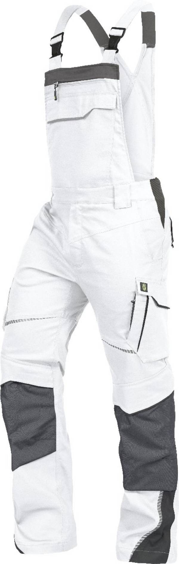 Latzhose mit Knietaschen Flex Line weiß-grau, Gr. 27 Leibwächter FLEXL2427