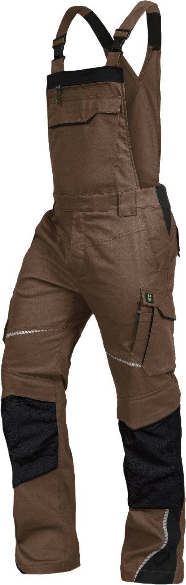 Latzhose mit Knietaschen Flex Line haselnuss-schwarz, Gr. 56 Leibwächter FLEXL2956
