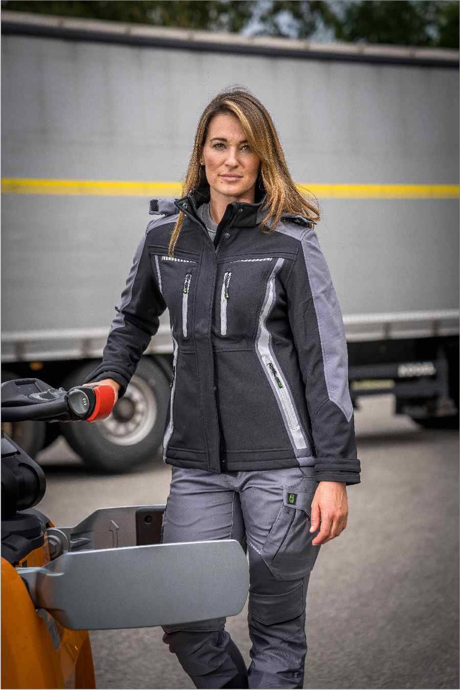 Leibwächter Sommer-Softshelljacke Damen FLXDS Gr. 50 schwarz/grau-3
