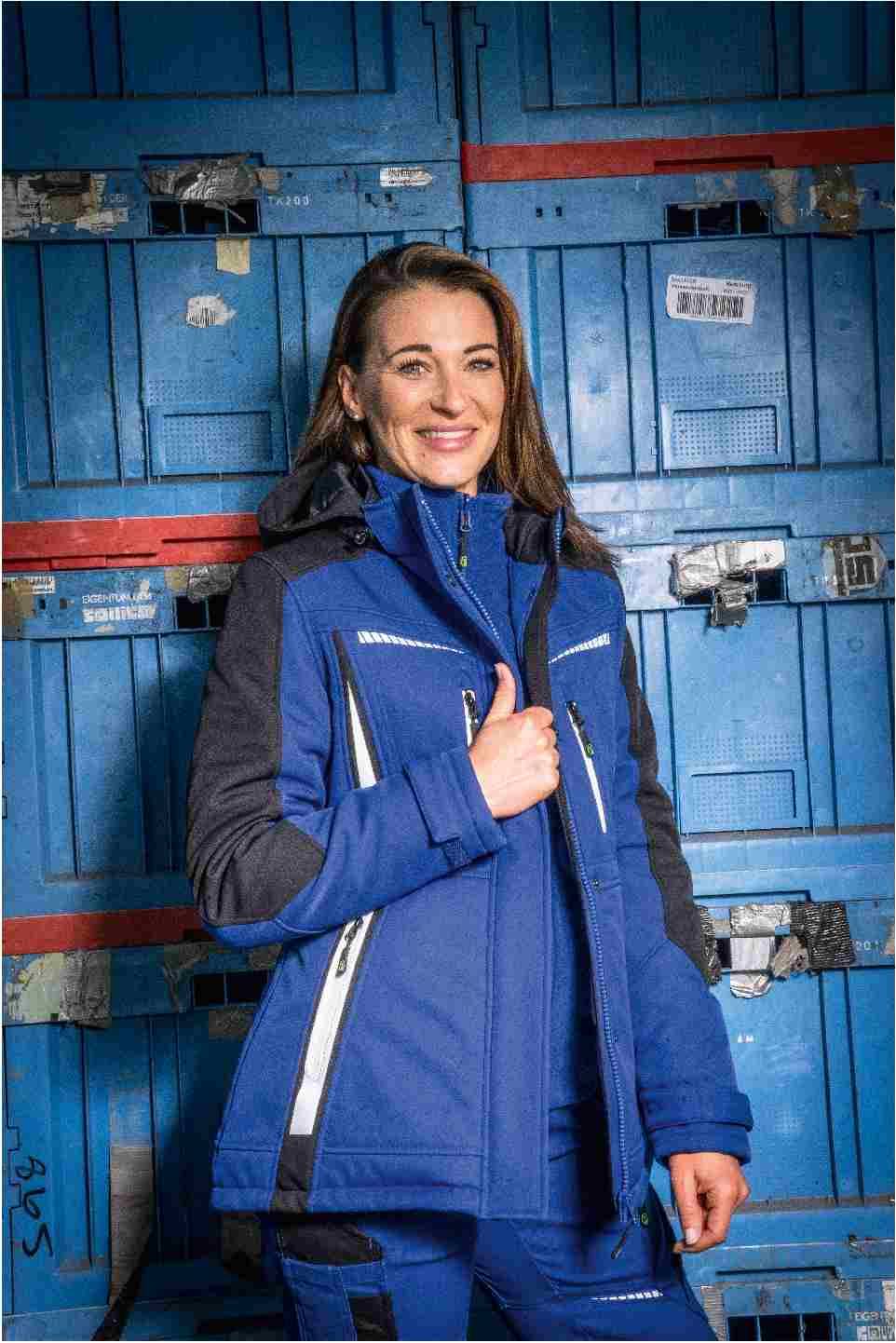 Winter-Softshelljacke Flex Line kornblau - schwarz, Gr. 36 Leibwächter FLXDI2036-2