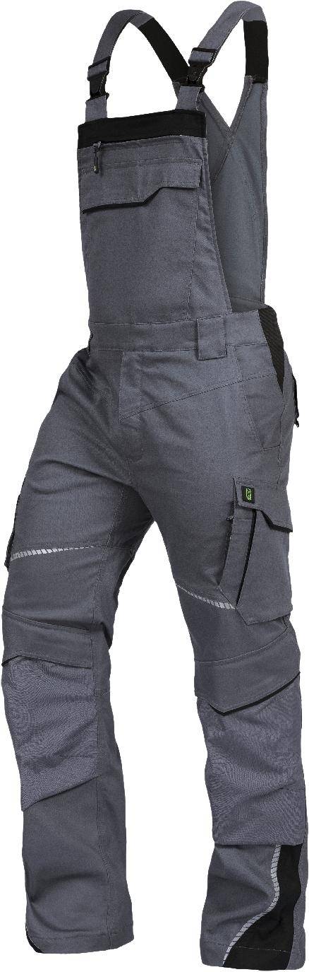 Latzhose mit Knietaschen Flex Line grau-schwarz, Gr. 25 Leibwächter FLEXL2725-0