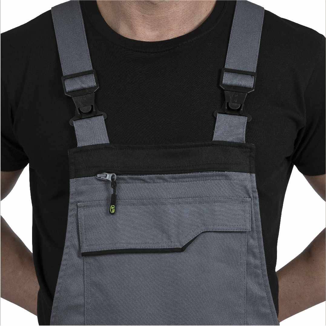 Latzhose mit Knietaschen Flex Line grau-schwarz, Gr. 25 Leibwächter FLEXL2725-4