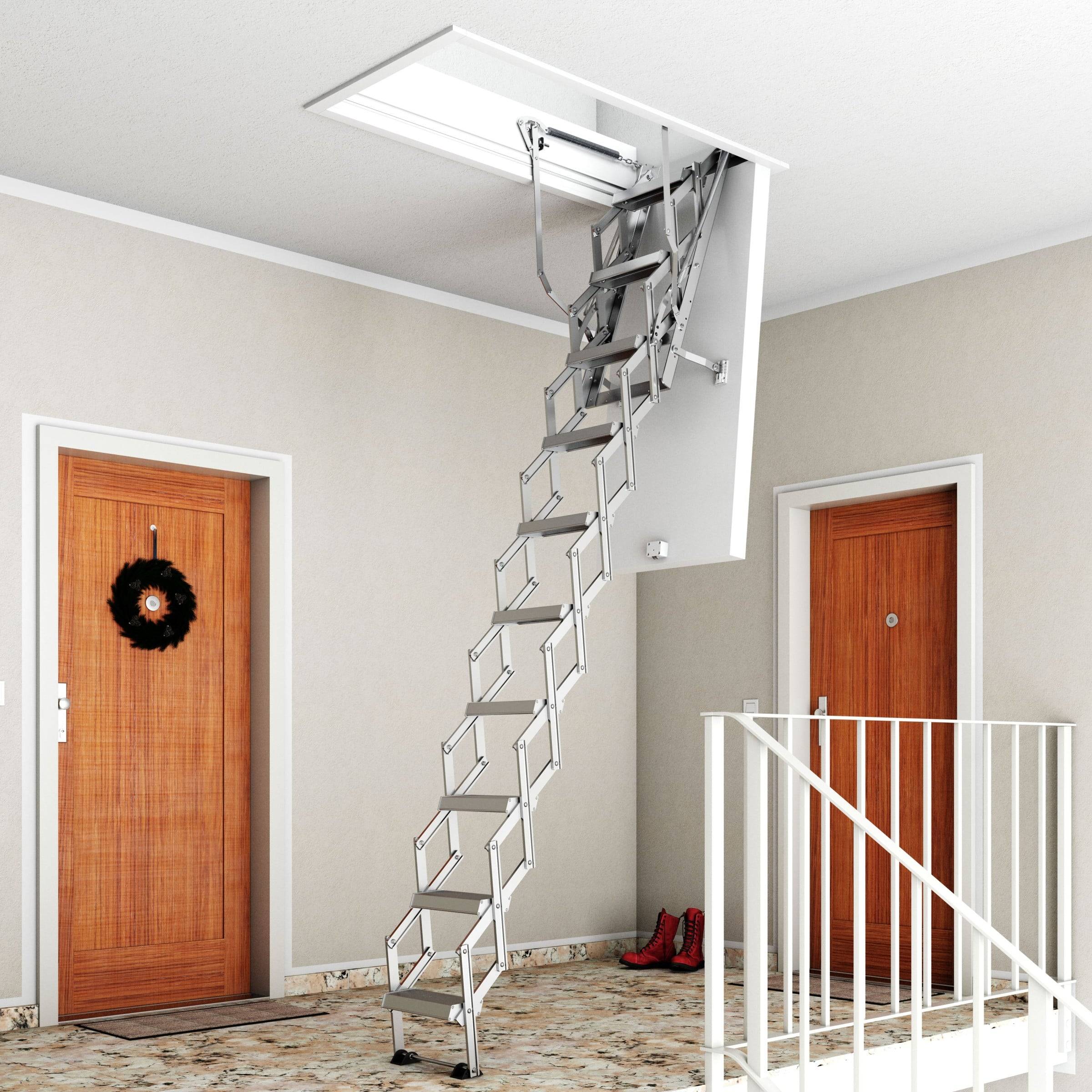 Dolle Bodentreppe clickFIX® vario 120x60cm Aluminium-Scherentreppe 293–325cm Raumhöhe mit U-Wert 0,49-3