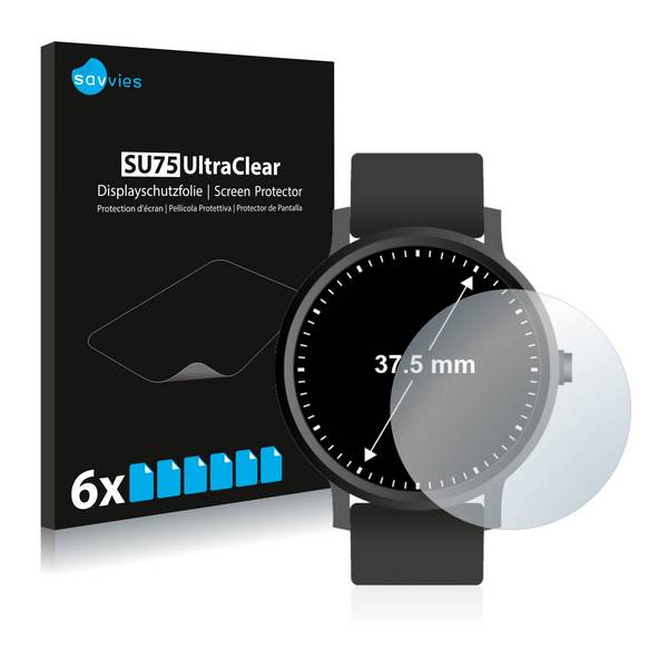 6x Savvies Displayschutz-Folie für Armbanduhren (Kreisrund, ø: 37.5 mm)