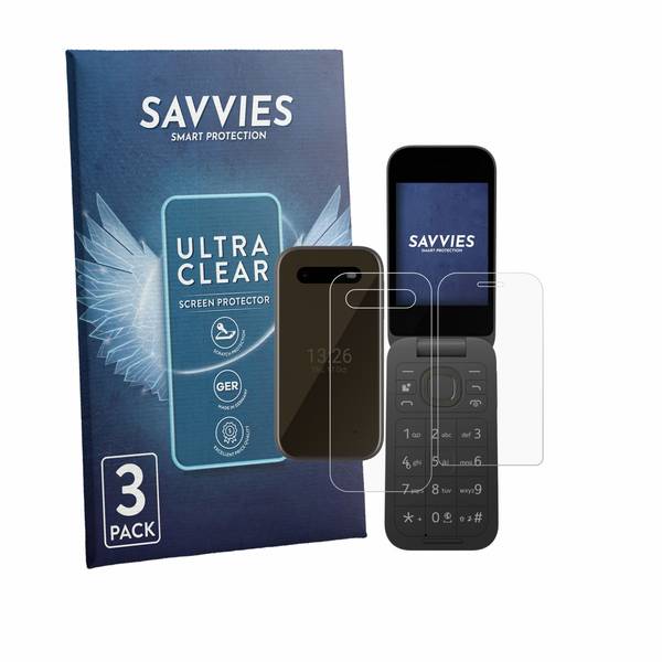 6x Savvies Displayschutz-Folie für HMD 2660 Flip 4G (Display+Rückseite)