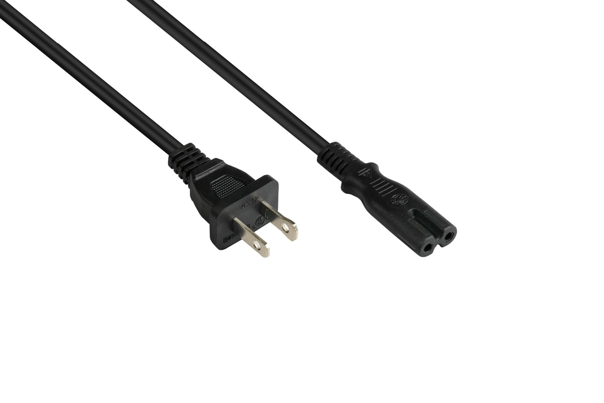 kabelmeister® Netzkabel Amerika/USA Typ A (NEMA 1-15P) an C7/Euro 8 Buchse (gerade), UL, schwarz, AWG18, 1,8 m-0