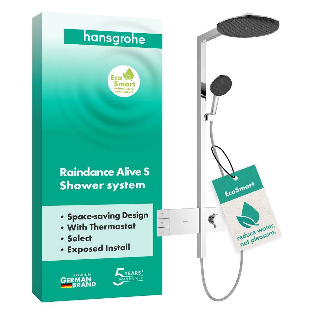 Hansgrohe Raindance Alive S Showerpipe Duschsystem 300mm, 2jet EcoSmart, ShowerSelect Comfort, Chrom-3