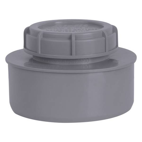 Airfit Endstopfen, DN 90, PP, mit Schraubverschlusskappe, Grau, 51090ES