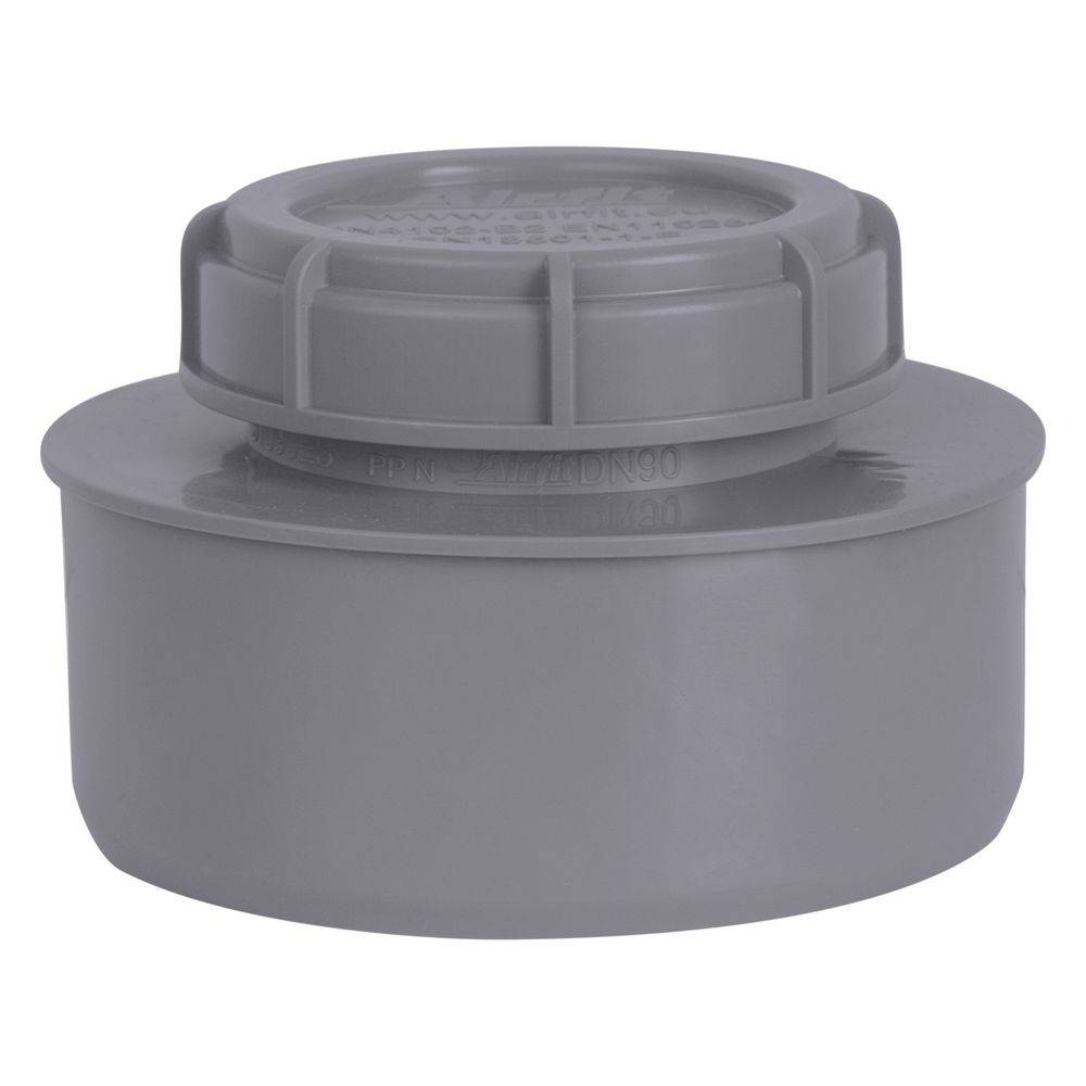 Airfit Endstopfen, DN 90, PP, mit Schraubverschlusskappe, Grau, 51090ES-0