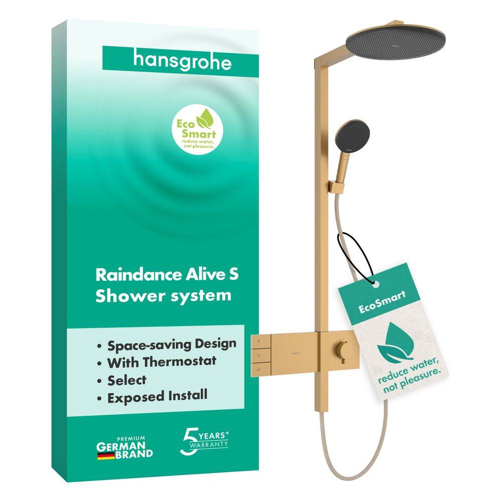 Hansgrohe Raindance Alive S Showerpipe Duschsystem 300mm, 2jet EcoSmart, ShowerSelect Comfort, Brushed Bronze-3