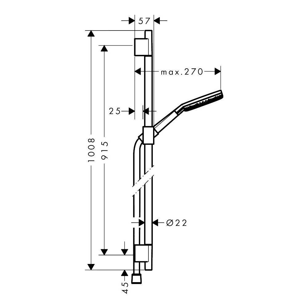 hansgrohe Raindance Alive Select S Brauseset 125 3jet EcoSmart mit Brausestange Unica S Puro 90 cm, Mattschwarz-1