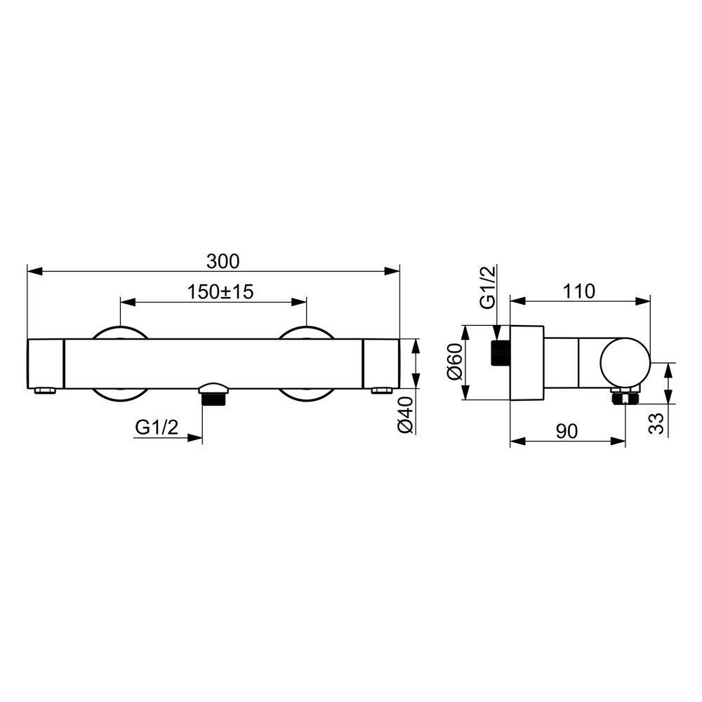 Hansa Brausebatterie HANSAPRISMA 5808 Chrom, 1 Stk.-3