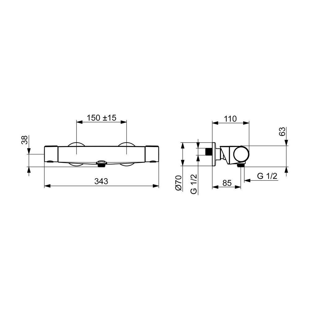 Hansa Brausebatterie HANSAOPTIMA 6514 chrom, 1 Stk.-3