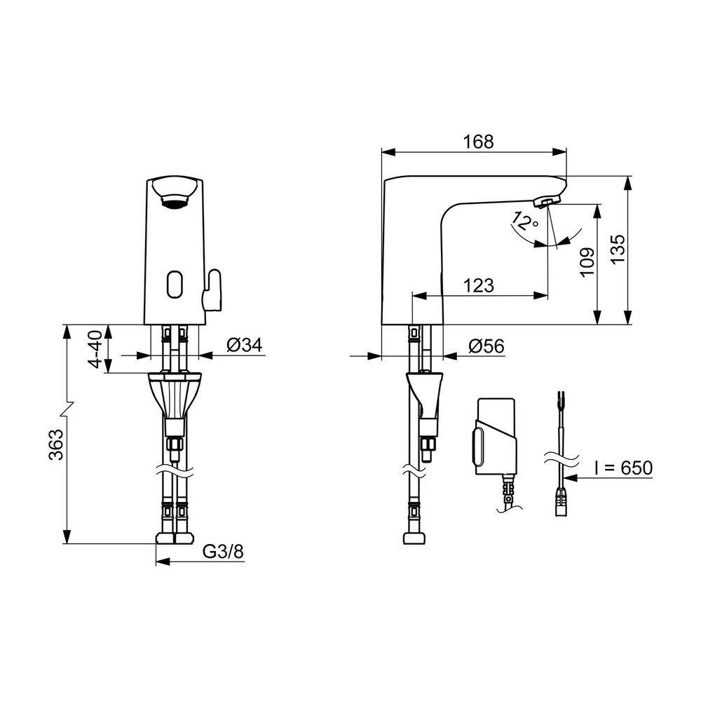 Hansa Hansaelectra Waschtischbatterie Bluetooth, 3 V, chrom, 1 Stk.-3