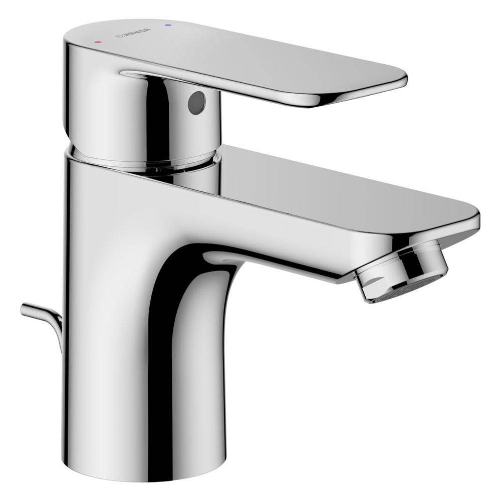 Hansa Basic Einhebelmischer Waschtischbatterie, Ablaufgarnitur mit Zugstange, Ausladung 101mm, DN 15, Chrom, 55402203-3
