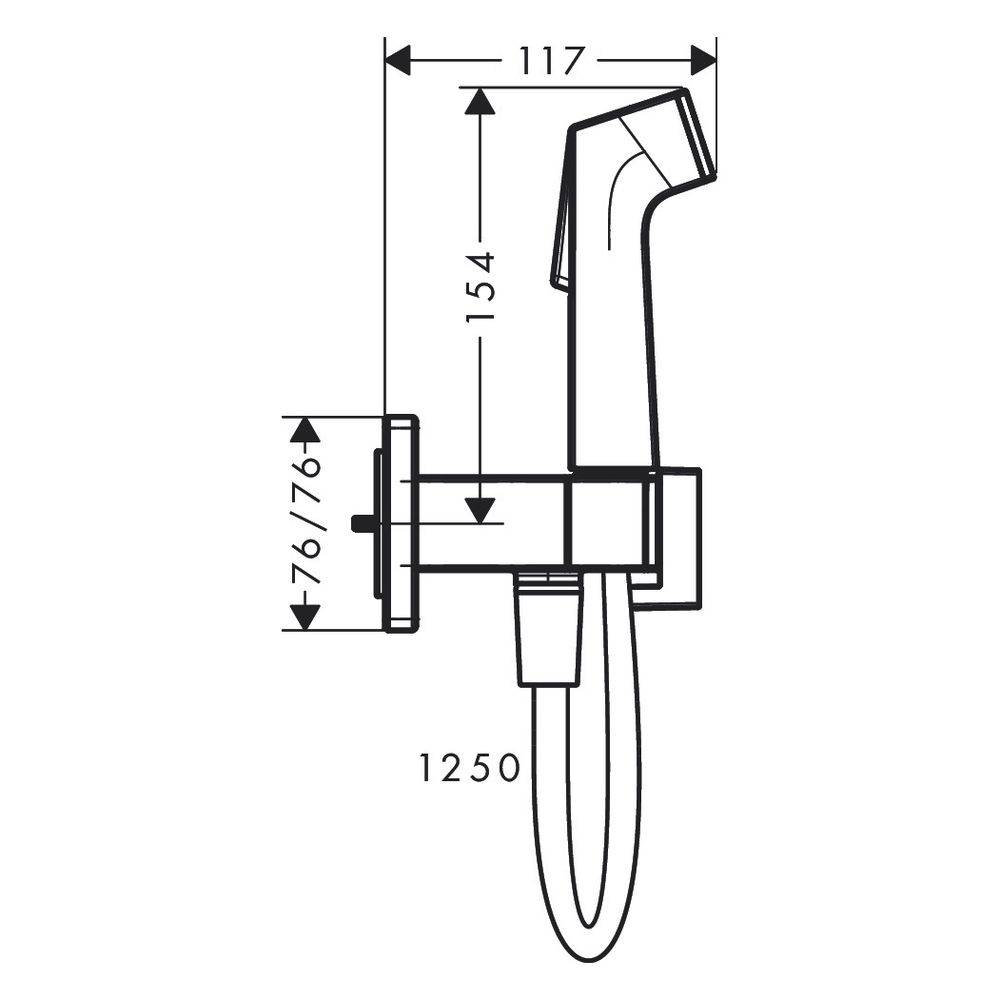 hansgrohe Bidette Handbrause 1jet E EcoSmart für Warmwasser mit Brausehalter und Brauseschlauch 125 cm, Chrom-2