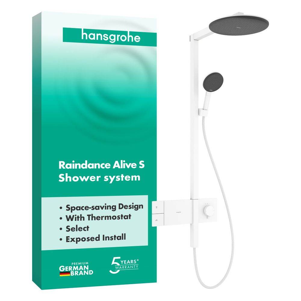 hansgrohe Raindance Alive S Showerpipe 300 1jet mit ShowerSelect Comfort, Mattweiß-3