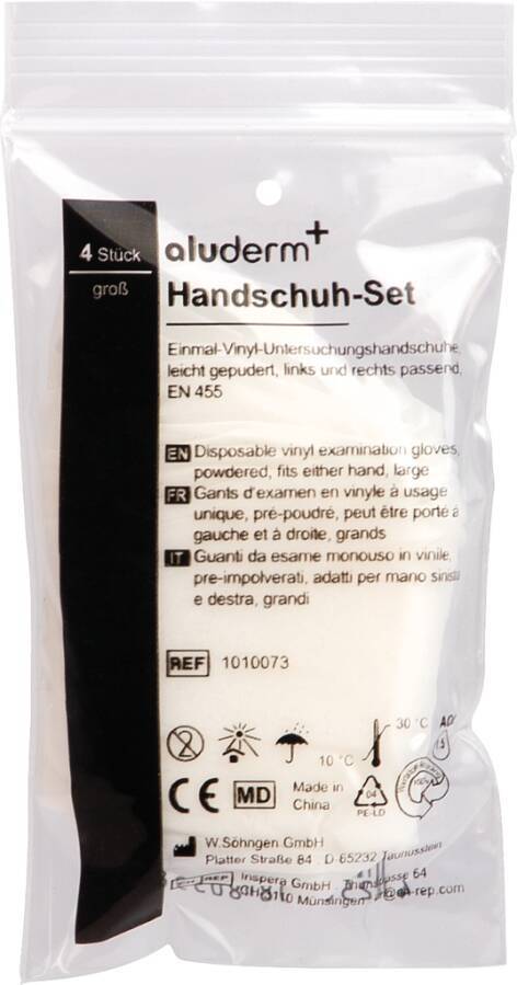 aluderm® Handschuh-Set mit 4 Stück Vinyl groß für Verbandkasten 1010073-0