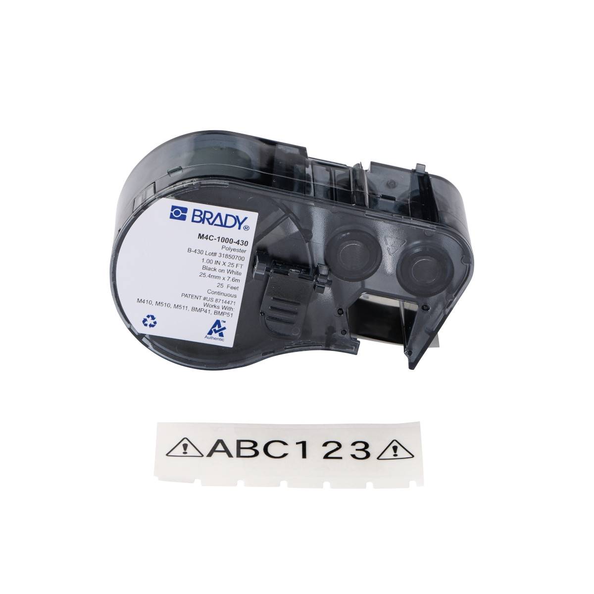 Brady, M4C-1000-430, Polyester, Transparent, glänzend, 25.40 mm x 7,62 m, permanent,-0