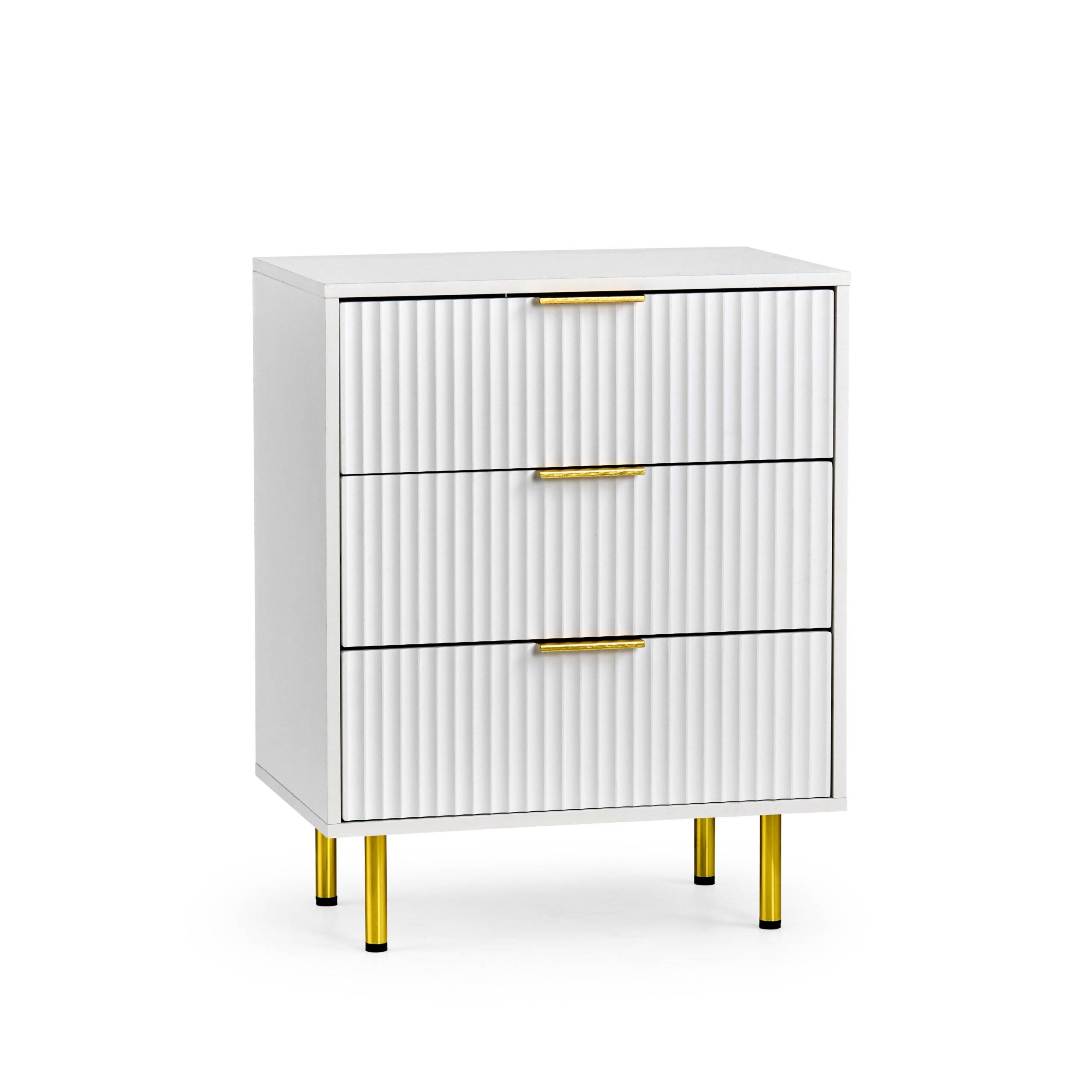 Kommode Schubladenschrank Hjelle K 60x40x76 cm 3 Schubladen weiß hjh LIVING-0