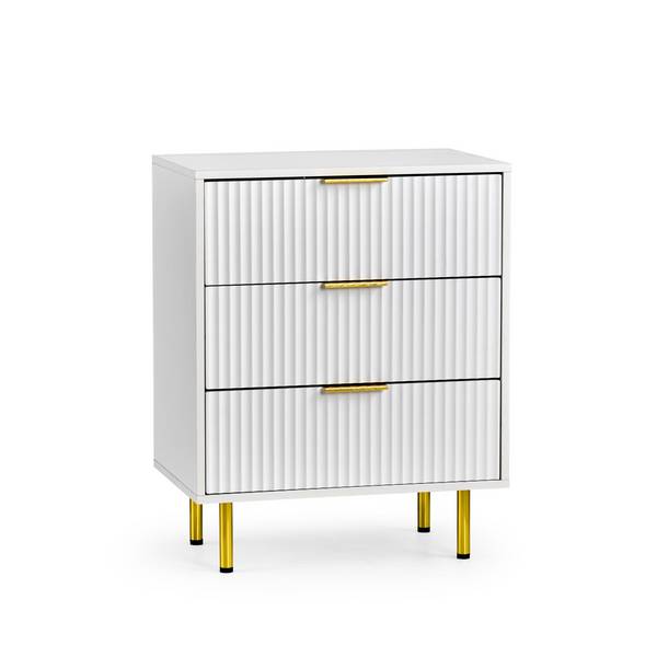 Kommode Schubladenschrank Hjelle K 60x40x76 cm 3 Schubladen weiß hjh LIVING