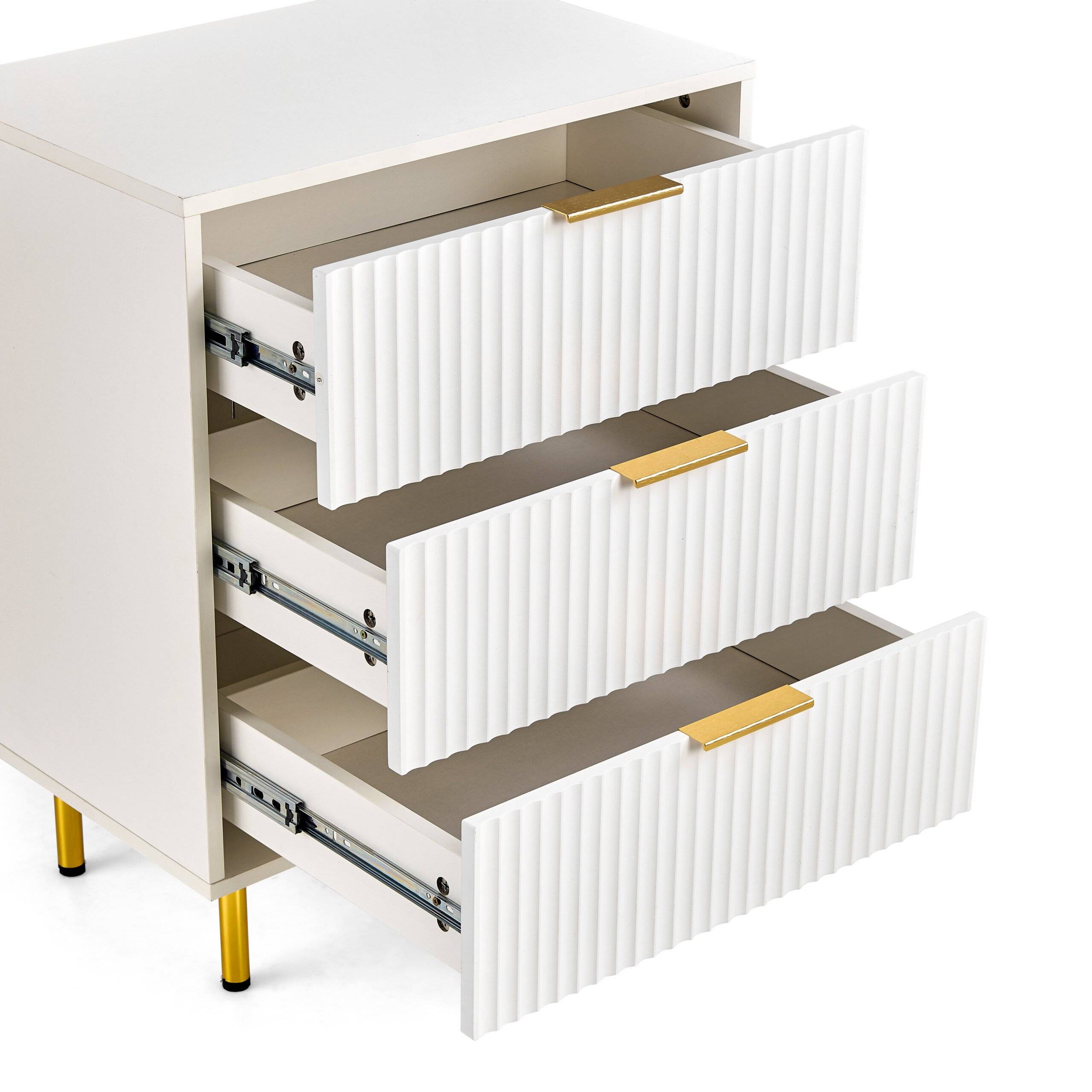 Kommode Schubladenschrank Hjelle K 60x40x76 cm 3 Schubladen weiß hjh LIVING-3